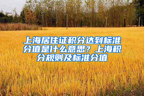 上海居住证积分达到标准分值是什么意思？上海积分规则及标准分值