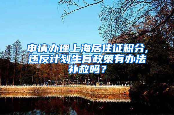 申请办理上海居住证积分,违反计划生育政策有办法补救吗？