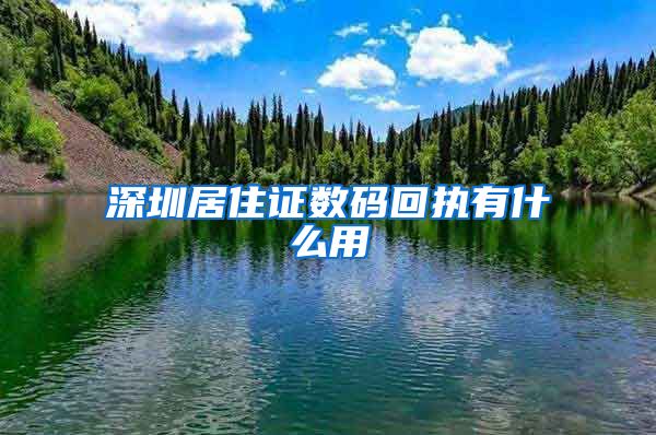 深圳居住证数码回执有什么用