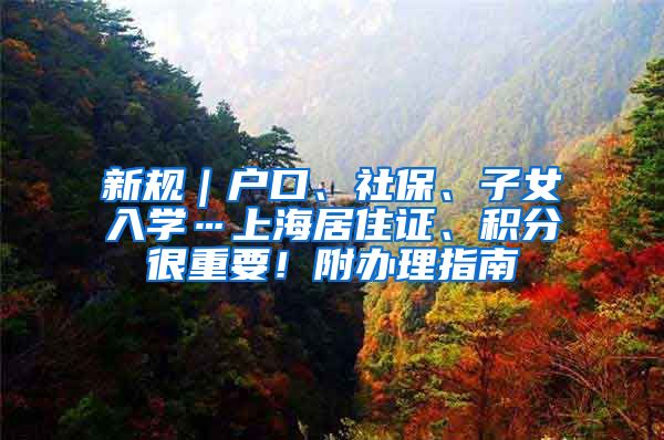 新规｜户口、社保、子女入学…上海居住证、积分很重要！附办理指南