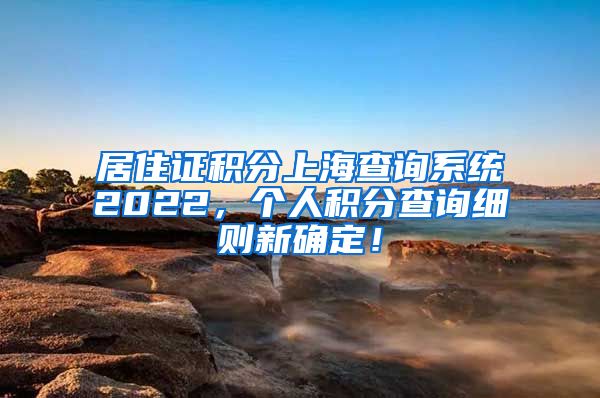 居住证积分上海查询系统2022，个人积分查询细则新确定！