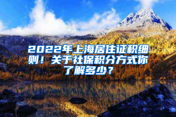 2022年上海居住证积细则！关于社保积分方式你了解多少？