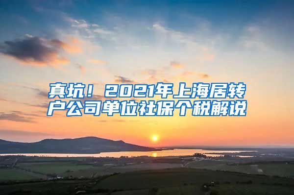 真坑！2021年上海居转户公司单位社保个税解说