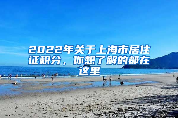 2022年关于上海市居住证积分，你想了解的都在这里