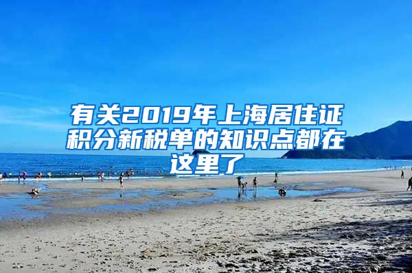 有关2019年上海居住证积分新税单的知识点都在这里了