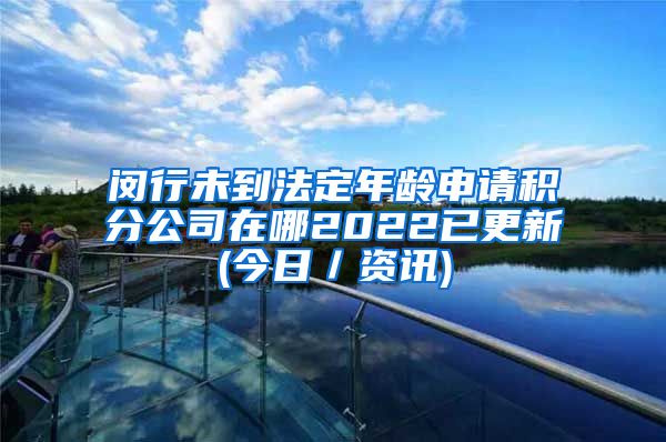 闵行未到法定年龄申请积分公司在哪2022已更新(今日／资讯)