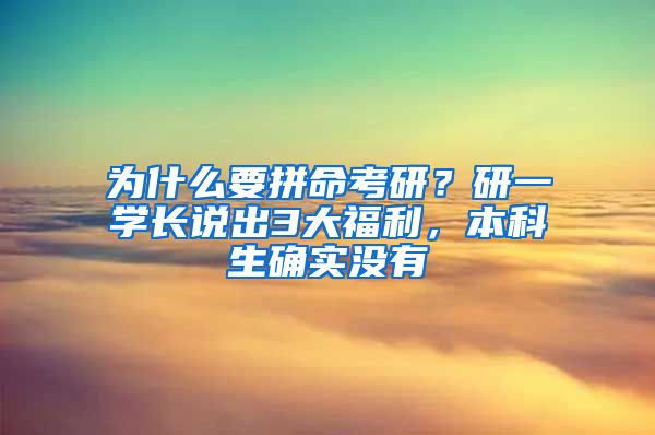 为什么要拼命考研？研一学长说出3大福利，本科生确实没有