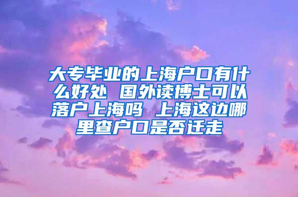 大专毕业的上海户口有什么好处 国外读博士可以落户上海吗 上海这边哪里查户口是否迁走