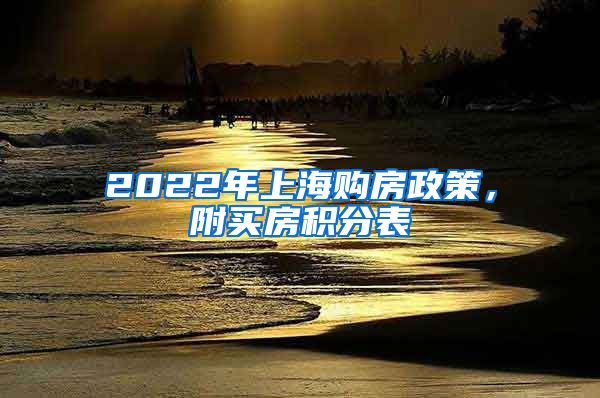 2022年上海购房政策，附买房积分表