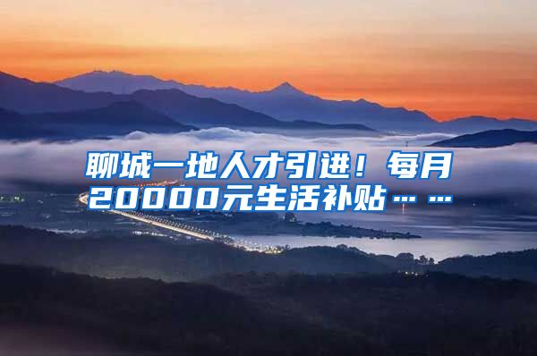 聊城一地人才引进！每月20000元生活补贴……