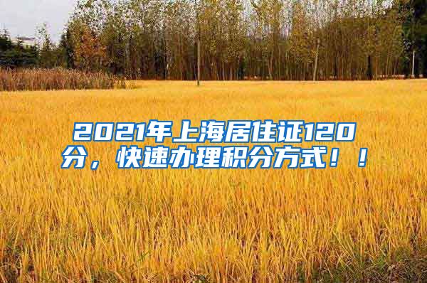 2021年上海居住证120分，快速办理积分方式！！