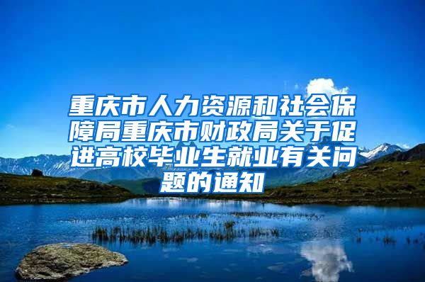 重庆市人力资源和社会保障局重庆市财政局关于促进高校毕业生就业有关问题的通知