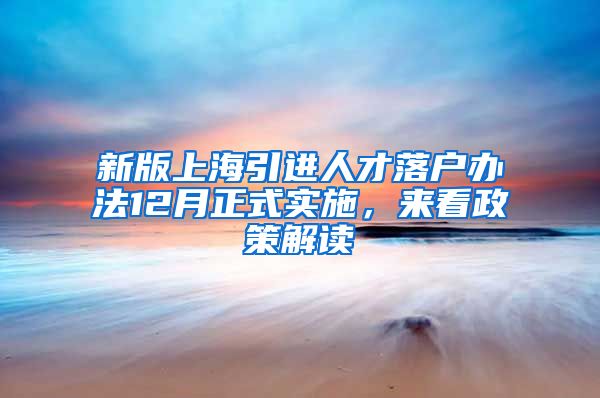 新版上海引进人才落户办法12月正式实施，来看政策解读→