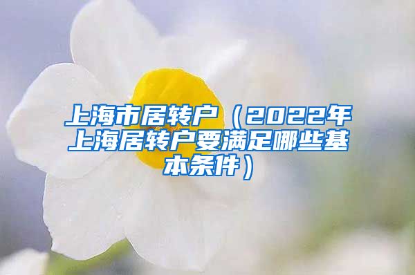 上海市居转户（2022年上海居转户要满足哪些基本条件）