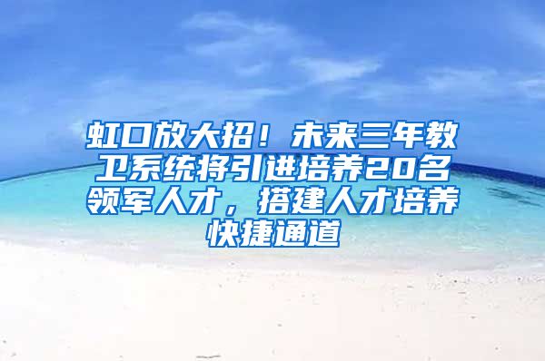 虹口放大招！未来三年教卫系统将引进培养20名领军人才，搭建人才培养快捷通道