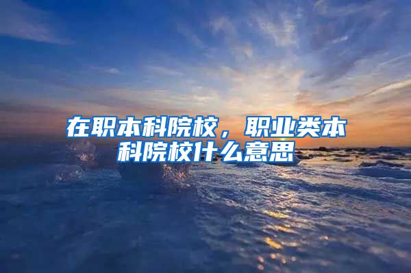 在职本科院校，职业类本科院校什么意思