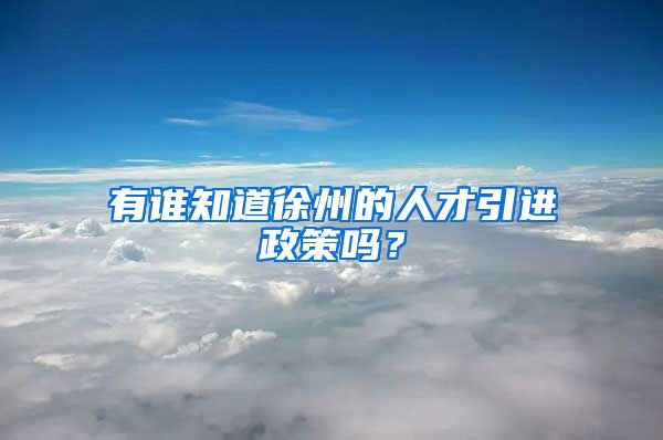 有谁知道徐州的人才引进政策吗？