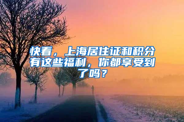 快看，上海居住证和积分有这些福利，你都享受到了吗？