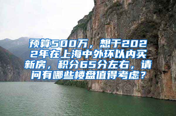 预算500万，想于2022年在上海中外环以内买新房，积分65分左右，请问有哪些楼盘值得考虑？