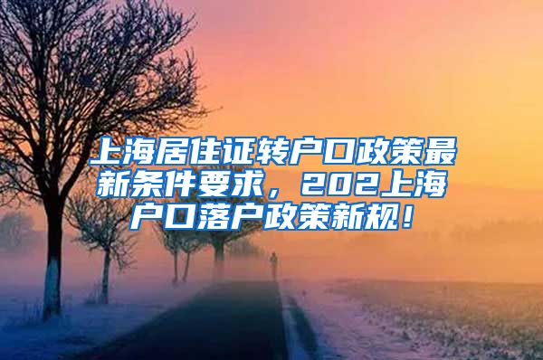 上海居住证转户口政策最新条件要求，202上海户口落户政策新规！