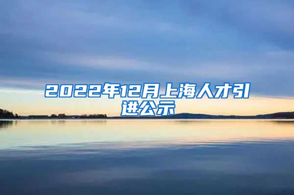 2022年12月上海人才引进公示