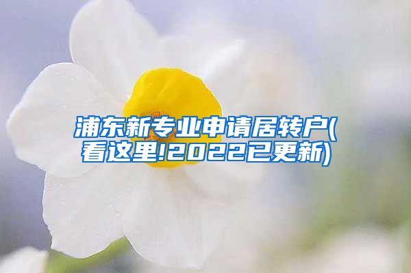 浦东新专业申请居转户(看这里!2022已更新)