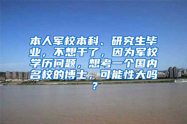 本人军校本科、研究生毕业，不想干了，因为军校学历问题，想考一个国内名校的博士，可能性大吗？