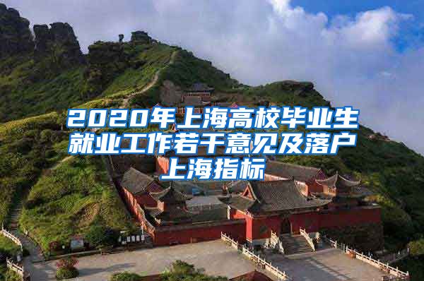 2020年上海高校毕业生就业工作若干意见及落户上海指标