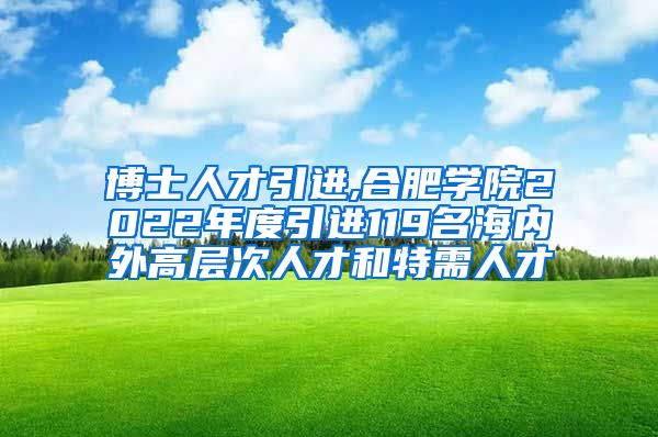 博士人才引进,合肥学院2022年度引进119名海内外高层次人才和特需人才