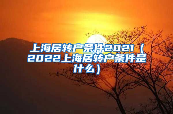 上海居转户条件2021（2022上海居转户条件是什么）