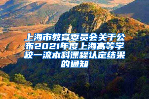 上海市教育委员会关于公布2021年度上海高等学校一流本科课程认定结果的通知