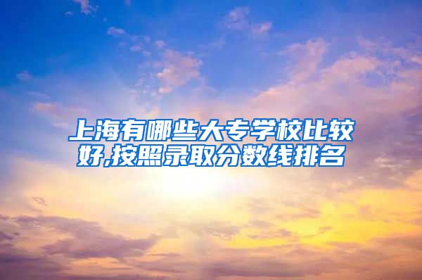 上海有哪些大专学校比较好,按照录取分数线排名