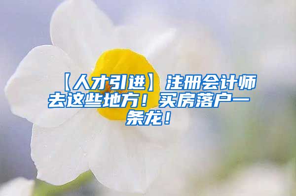 【人才引进】注册会计师去这些地方！买房落户一条龙！