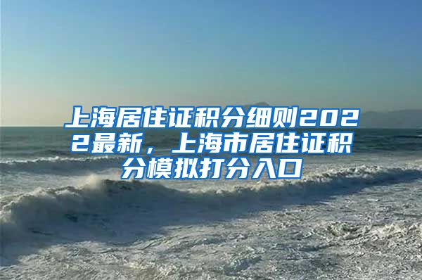 上海居住证积分细则2022最新，上海市居住证积分模拟打分入口