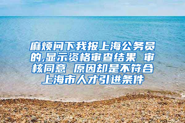 麻烦问下我报上海公务员的,显示资格审查结果 审核同意 原因却是不符合上海市人才引进条件