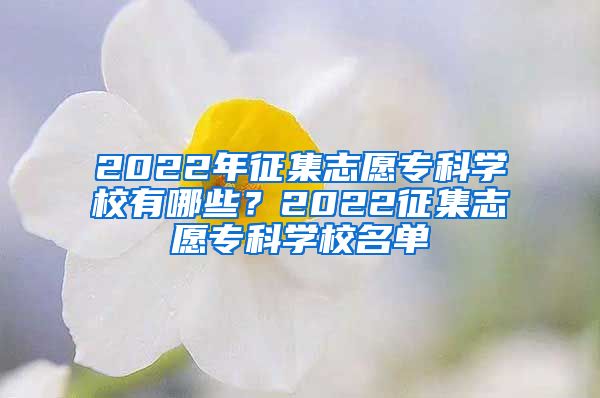 2022年征集志愿专科学校有哪些？2022征集志愿专科学校名单