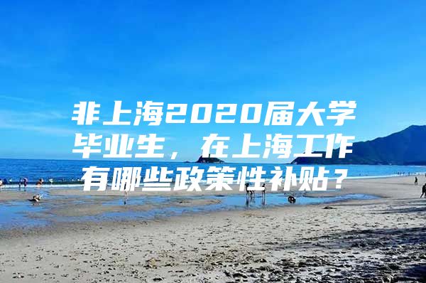 非上海2020届大学毕业生，在上海工作有哪些政策性补贴？