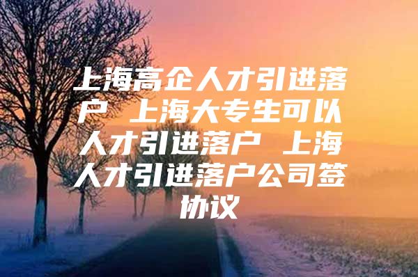 上海高企人才引进落户 上海大专生可以人才引进落户 上海人才引进落户公司签协议