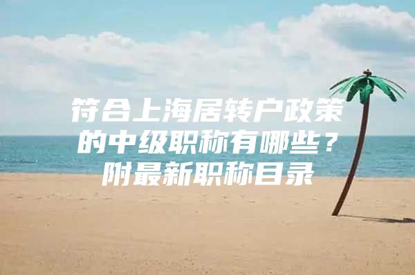 符合上海居转户政策的中级职称有哪些？附最新职称目录