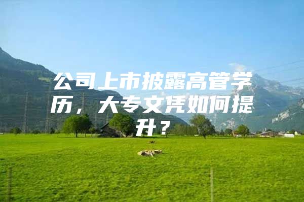 公司上市披露高管学历，大专文凭如何提升？