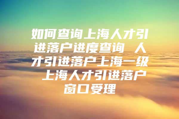 如何查询上海人才引进落户进度查询 人才引进落户上海一级 上海人才引进落户窗口受理