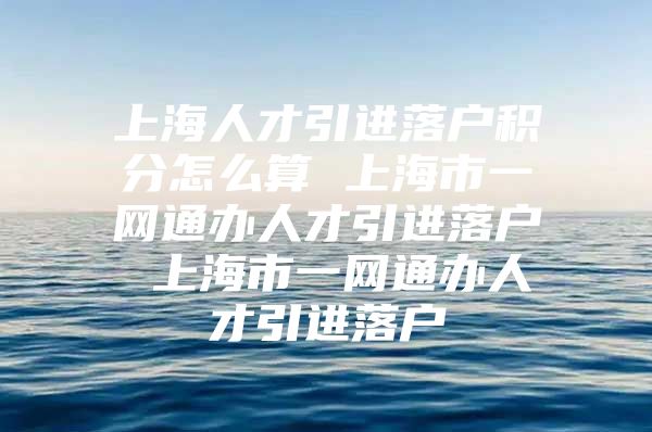 上海人才引进落户积分怎么算 上海市一网通办人才引进落户 上海市一网通办人才引进落户