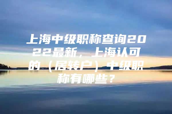 上海中级职称查询2022最新，上海认可的（居转户）中级职称有哪些？