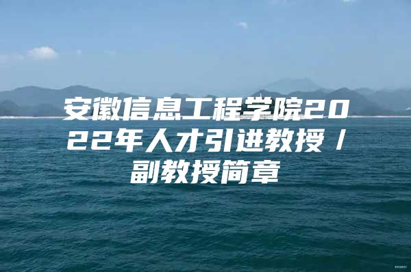 安徽信息工程学院2022年人才引进教授／副教授简章