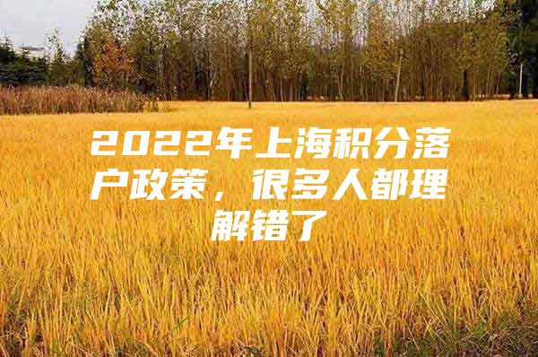 2022年上海积分落户政策，很多人都理解错了