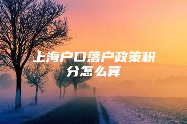 上海户口落户政策积分怎么算