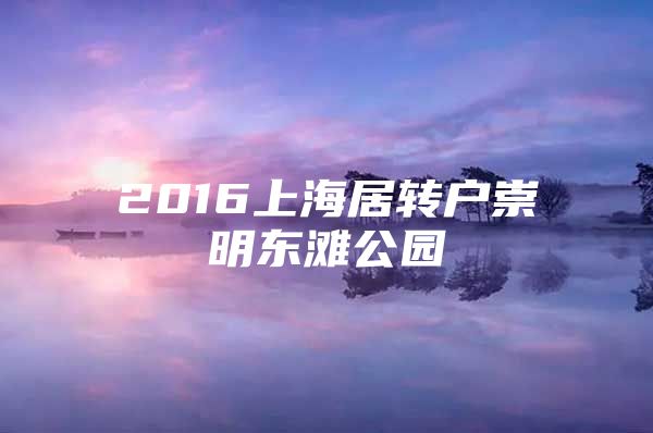 2016上海居转户崇明东滩公园