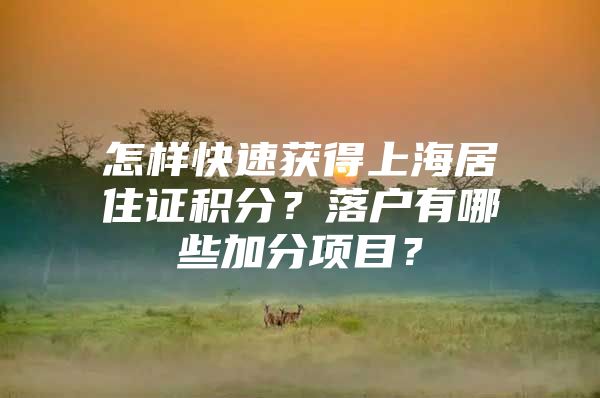 怎样快速获得上海居住证积分？落户有哪些加分项目？