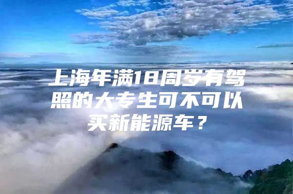 上海年满18周岁有驾照的大专生可不可以买新能源车？