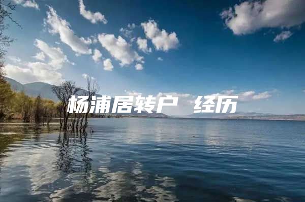 杨浦居转户 经历